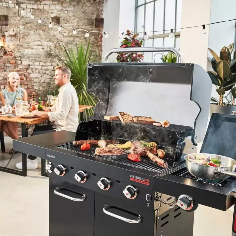 Gratar pe gaz din inox char-broil professional core b 4, grile din fonta, tru-infrared 140916