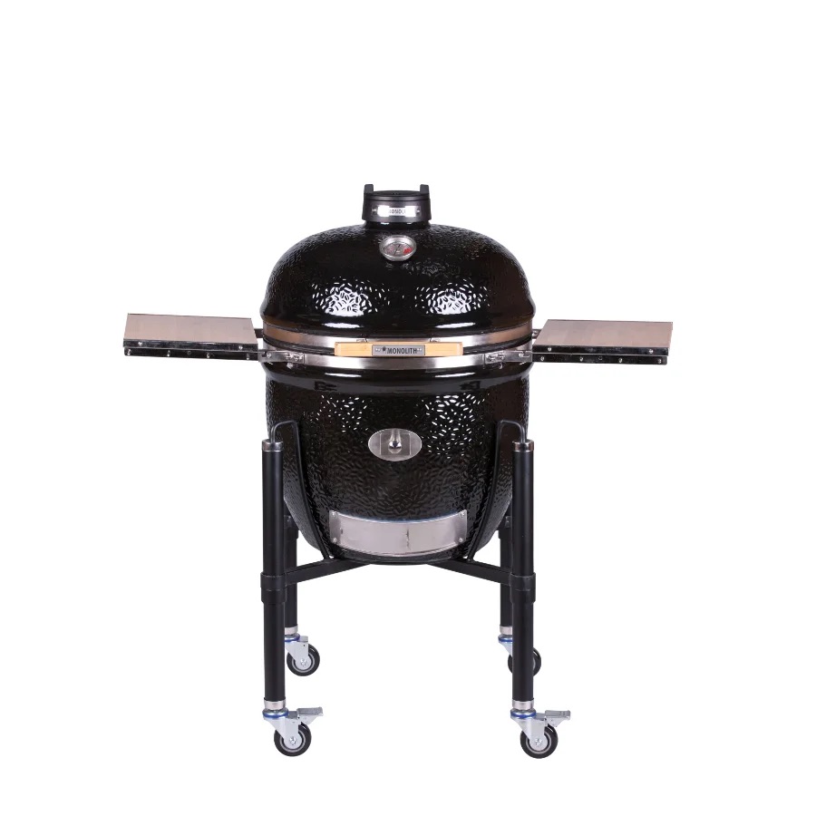 Grill ceramic cu cărbuni LeChef ProSerie 2.0 negru cu suport metalic, Monolith