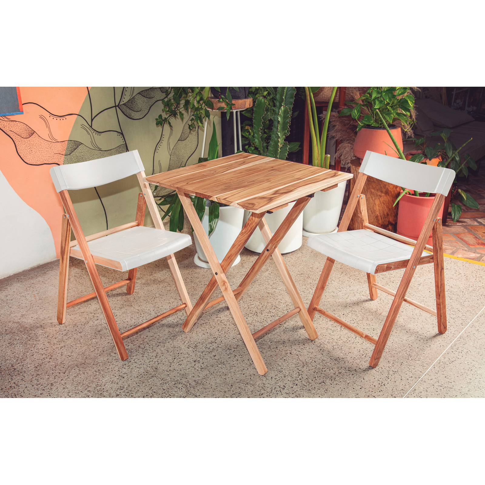 Tramontina Lille Folding Table, Natural Teak Finish 60x60x75cm