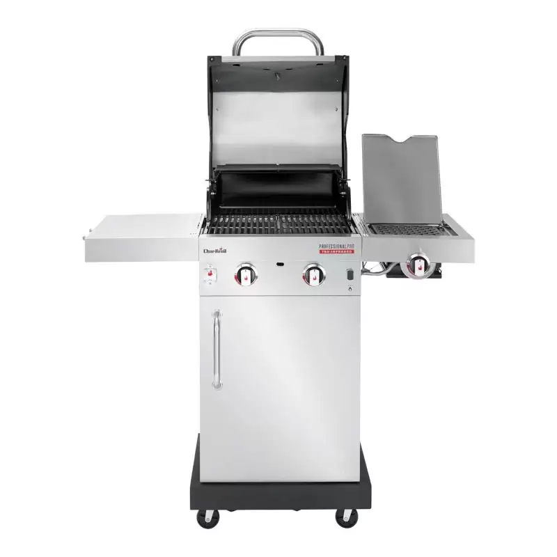 Gratar pe gaz din inox Char-Broil Professional Pro S2, grile din fonta, arzator cu gas lateral, TRU Infrared™