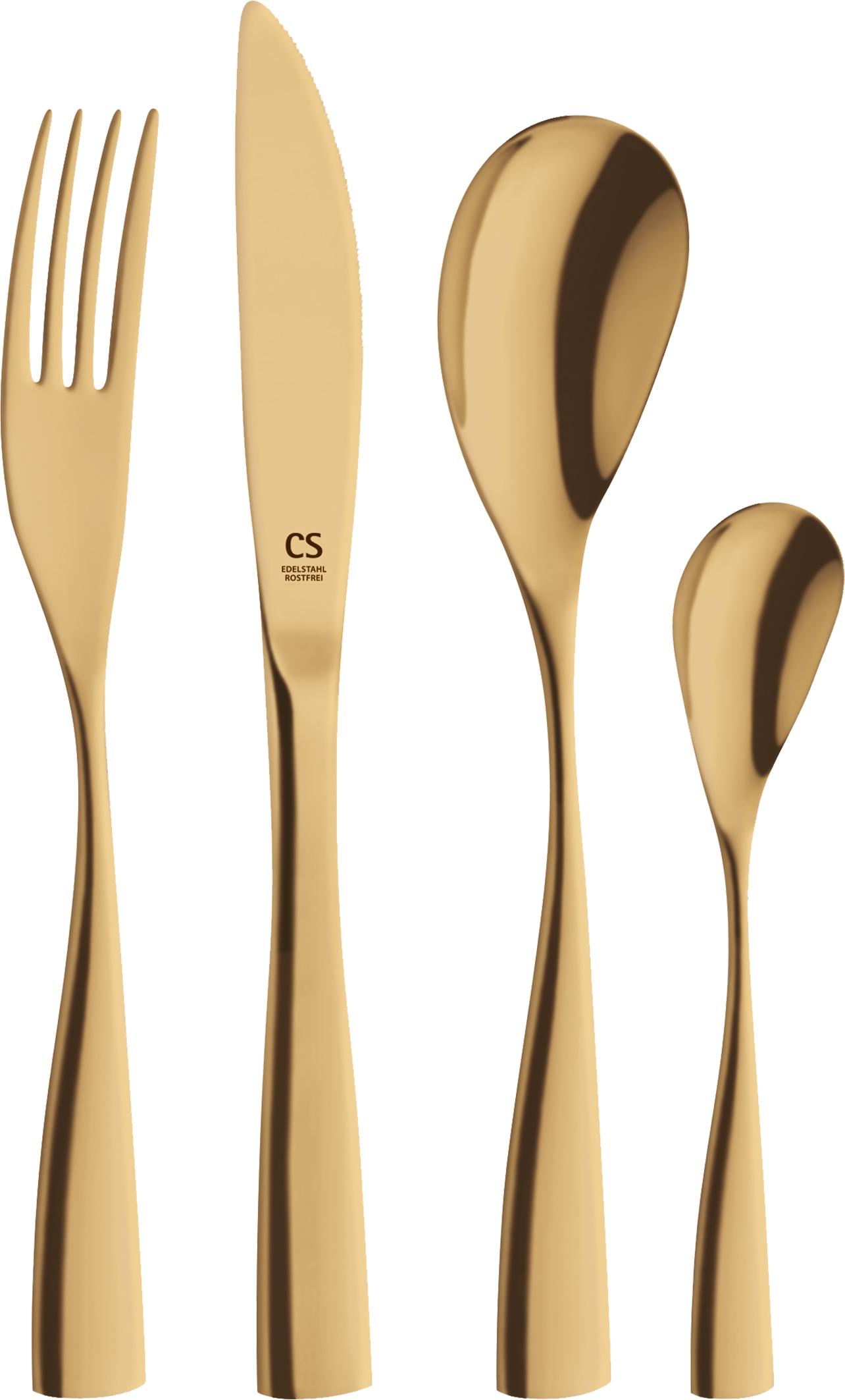 Set of gold plated stainless steel cutlery, 24pcs, BOCHOLT