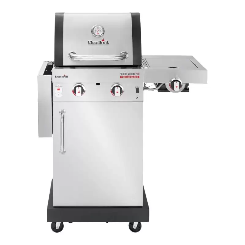 Gratar pe gaz din inox Char-Broil Professional Pro S2, grile din fonta, arzator cu gas lateral, TRU Infrared™
