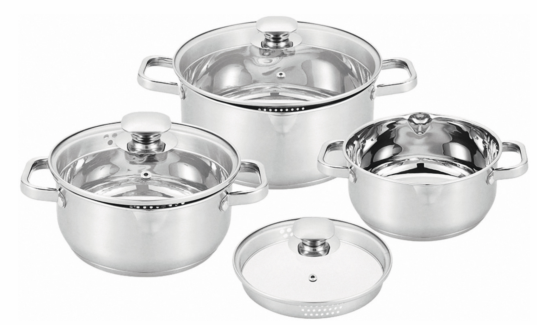 Stainless steel cookware set, 6 pieces, LEIPZIG