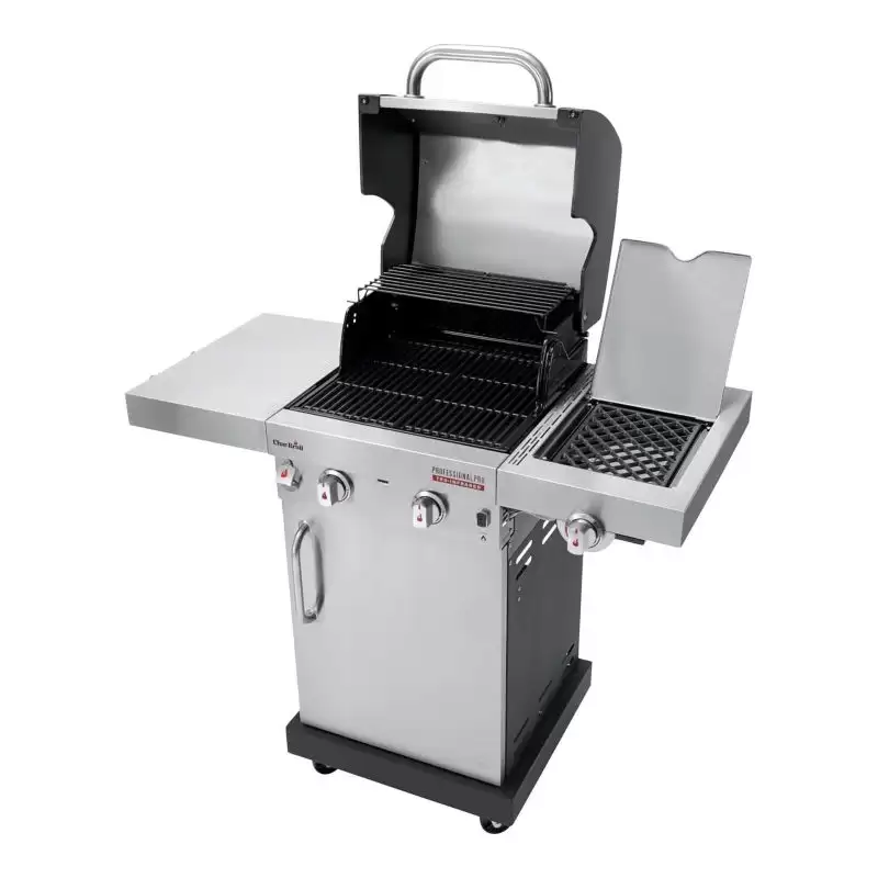 Gratar pe gaz din inox Char-Broil Professional Pro S2, grile din fonta, arzator cu gas lateral, TRU Infrared™